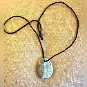 Stunning Statement Larimar Gem Stone Drilled Pendant OOAK Organic Oval Shape